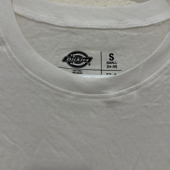 Dickies Classic White Crewneck Tee with Logo Patch - Size Small - Picture 5 of 6